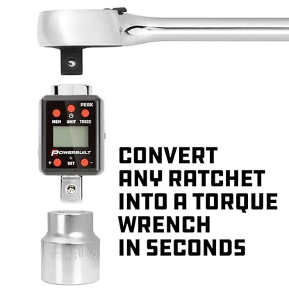 Powerbuilt 3/4-Inch Drive Digital Torque Adapter, 147.5-737.5 Ft-Lb and 200-1000 Nm, Alert Signals Torque Setting, Electronic Torque Wrench Converter with Digital Display, ±2% Accuracy - 940994 - size: 3/4 in.