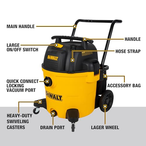 DEWALT DXV14P Shop Vacuum Wet/Dry 14 Gallon, 6 HP Wet/Dry Vac with 110 CFM Powerful Suction, Yellow - size: 14 Gallon