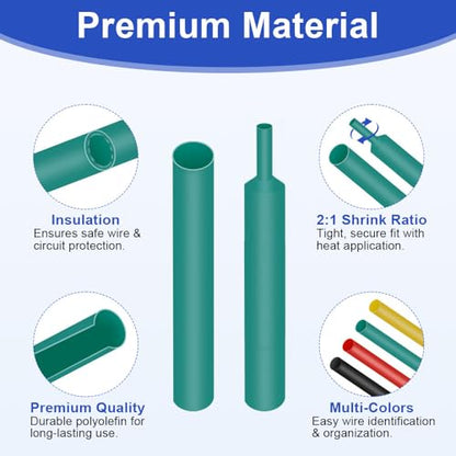 164Pcs 2:1 Premium Heat Shrink Tubing Kit (8Sizes), Heat Shrink Cable Wrap | For Industrial, Automotive & Household Use: Corrosion-Resistant, Insulating, Weatherproof by Ozidstu