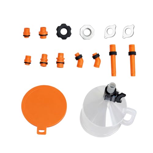 15PCS Car Coolant Funnel Kit, Spill Proof Vehicle Radiator Filling Funnel Bleeder with Adapters, Automotive Radiator Bleeder Kit, Universal for SUV Automobile Truck (Orange)