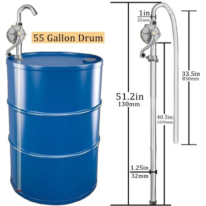55 Gallon Drum Pump, Barrel Pump for engine oil, diesel fuel, gasoline, kerosene, Hand Pump for 55 Gallon Drum, 50, 5, 15, 30 gal Drum (Red) - color: Red