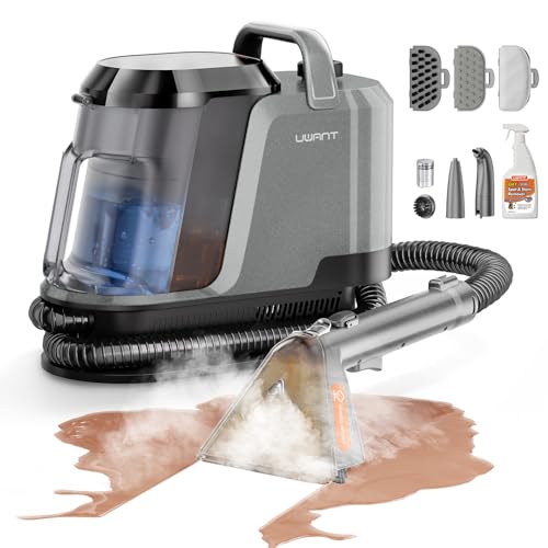 Uwant 18Kpa Powerful Suction Carpet Steam Cleaner with Pet Pro Cleaner | Set of 1 Portable Carpet Cleaner for Pets with Cleanning Tools Upholstery Steam Cleaner for Carpets, Couch, Sofa, Cars - color: Grey-Stone