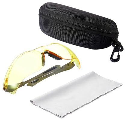 xaegistac Shooting Glasses Anti Fog -Shooting Range Eye Protection | Adjustable Safety Glasses with Z87.1 Certificated Impact Reistance - color: Khaki Frame Yellow Lens