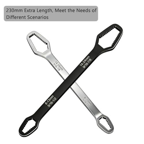 Universal Double Ended Wrench, 8-24mm Metric & SAE Self Adjusting Universal Car Torx Wrench, All in One Wrenches Set for Bike Car and Home Repair (Silver) - color: Silver