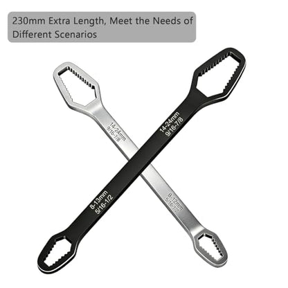 Universal Double Ended Wrench, 8-24mm Metric & SAE Self Adjusting Universal Car Torx Wrench, All in One Wrenches Set for Bike Car and Home Repair (Silver) - color: Silver