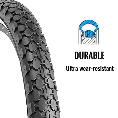 Hycline 2-Pack Cruiser Bike Tires Set: 24/26x2.125 inch Folding Replacement High-Performance Wear-Resistant Tires with Inner Tubes & Tire Levers for Beach & Urban Commuter Bikes - color: White Set-26x2.125