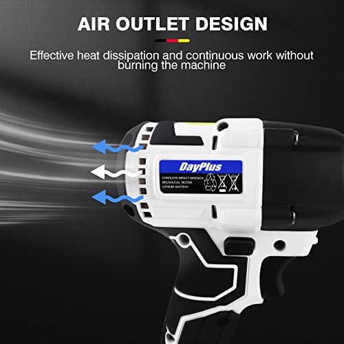VickyHome Brushless Impact Wrench 1/2 Inch Chuck, 1/2 Impact Driver High Torque 420 NM, Electric Battery Powered Impact wrench Electric impact driver with 2X6000mAh Rechargeable Batteries, 1/2