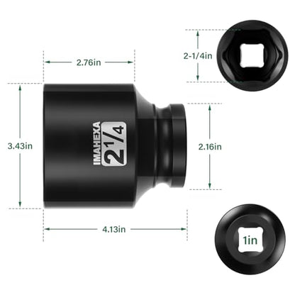 1" Drive Shallow Impact Socket,2-1/4 Inch SAE Jumbo Socket,CR-MO 6 Point for Easy Removal of Large Axle Nut（SAE) - size: 1 Inch Shallow 2-1/4", style: 1"Drive Shallow Impact Socket