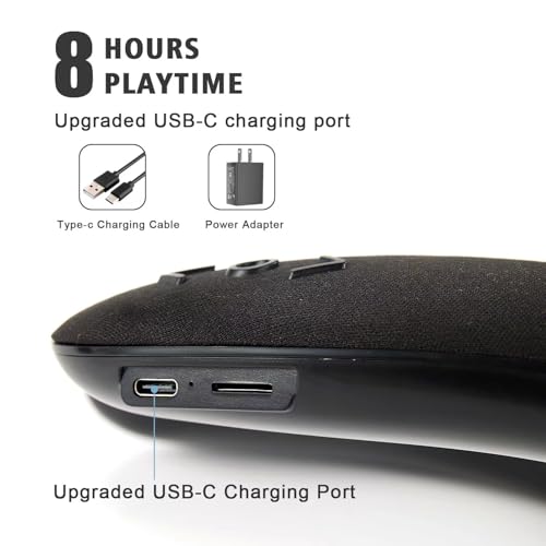 Wireless Wearable Neckband Speaker | True 3D Stereo HiFi Sound, Portable Personal Body Speakers with 24H Playtime, for Home, Office, and Outdoors