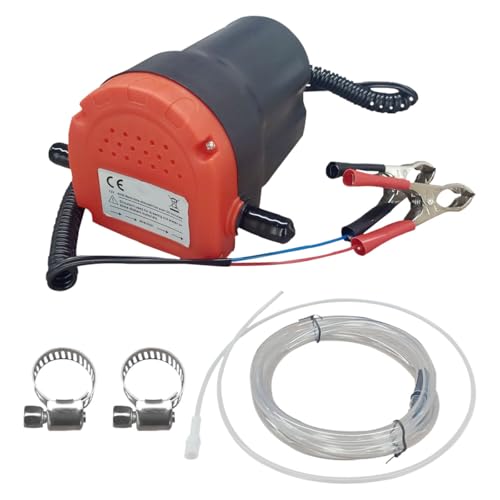 Oil Change Pump Extractor, 12V 60W Fluid Transfer Pump, Oil/Diesel Pump Extractor with Hose, Scavenge Suction Transfer Pump Changer for Car, Truck, Boat, Motorcycle, RV, ATV (Red) - color: Red