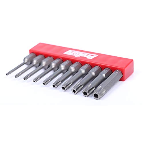 Protorq TORX Tamper Resistant Bits - Security TORX & Star Bits (T7-T40), 50mm, 10-Piece Set, High Grade S2 Steel - size: 10pc 2 in. Torx Security