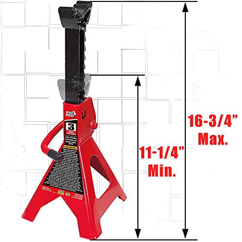 BIG RED T43202 Torin Heavy Duty Steel Jack Stands: 3 Ton (6,000 lb) Capacity Car Lifting Stand,1 Pair (Not Suitable for SUV,Truck) - size: 3 Ton, style: Basic Style