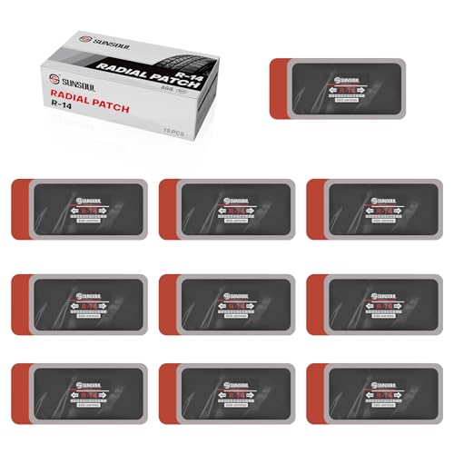 SUNSOUL 10Pcs Heavy Duty Tire Patches, 5.70" x 2.95" Radial Tire Patches | Fabric Reinforcement Ply, Extra Large Rectangular Bonding Area, Permanent Seal, Fits Car Truck, Bus, Agricultural Vehicles - size: 5.70*2.95