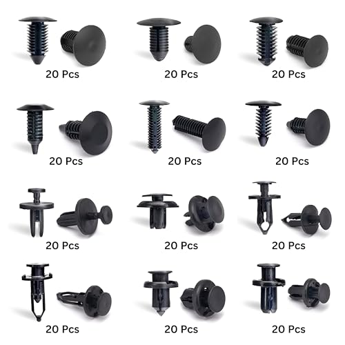 NEIKO 50550A Retainer Clips Assortment, 245pc Automotive Fasteners, Car Bumper Clip for Fender Liner, Door Panel Plastic Clips, Plastic Rivets, Trim Removal Pry Bar Tool, GM, Toyota, Ford, Honda - style: Retainer Clip Kit