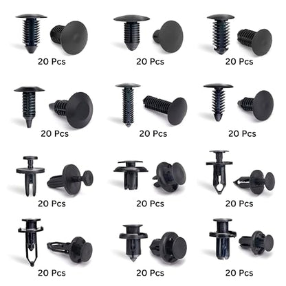NEIKO 50550A Retainer Clips Assortment, 245pc Automotive Fasteners, Car Bumper Clip for Fender Liner, Door Panel Plastic Clips, Plastic Rivets, Trim Removal Pry Bar Tool, GM, Toyota, Ford, Honda - style: Retainer Clip Kit