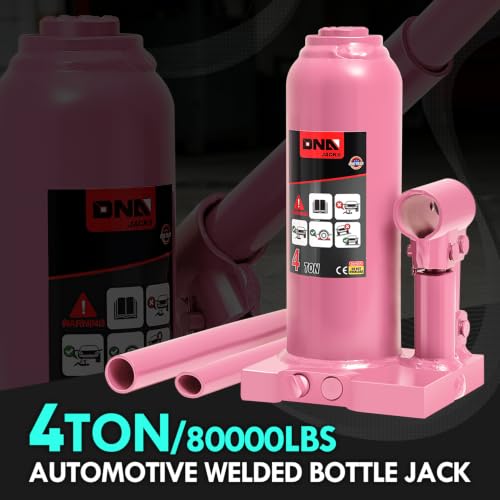 DNA Motoring 4 Ton / 8000 lbs Lifting Automotive Welded Hydraulic Bottle Jack for Car SUV Pickup, Auto Repair, with Manual Handle & Carrying Storage Case, Pink - color: Pink, style: 4 ton