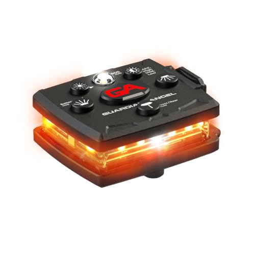 Guardian Angel Micro Safety Light - Orange Front & Orange Rear | Beacon Device. Rechargeable, magnetic, hands-free wearable & mountable. For Dog Walking, Cycling, Hiking, Camping & More. - color: Orange/Orange