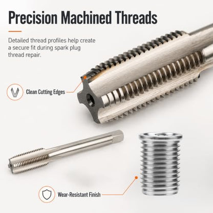 Spark Plug Thread Repair kit, M10*1.25 BoltM10*1.25 Tap Stainless Steel Repair kit for Automotive Engine Cylinder Head Rethreaded Kit Repairs Tools - color: M10*1.25