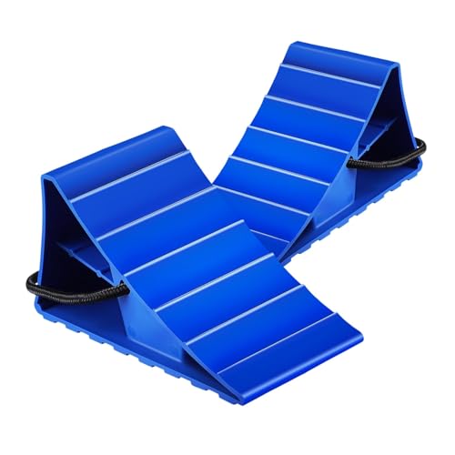 2PCS Skid Tire Cars Wheel Stopper Set- Non-Slip Ramp Access Ramps, Saver Brake Stoppers Ridged Wedgeswith Caravan Chock Block for Cars Caravan Horsebox Motorhome