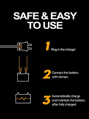 12v Smart Car Battery Charger, 5Amp Fully-Automatic Trickle Charger, Battery Desulfator with Auto Repair, 12 Volt Battery Maintainer, Winter Mode, Suitable for AGM, Deep Cycle, Lawn Mower, RV - color: Blue