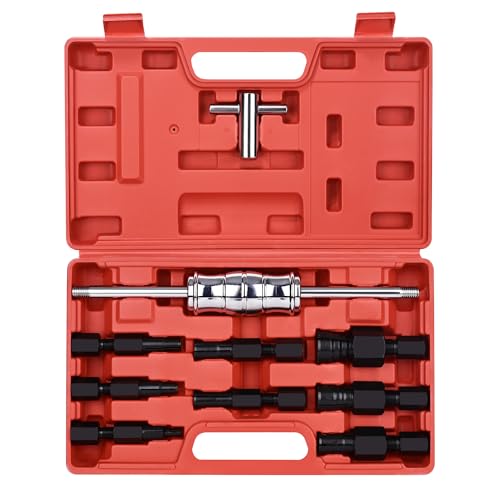 Motorcycle Blind Inner Bearing Puller Tool Kit, 8-32mm Collets Internal Bearing Removal Tool with Slide Hammer, 9 pcs Inner Bearing Extractor Kit - size: 9pcs with Slide Hammer