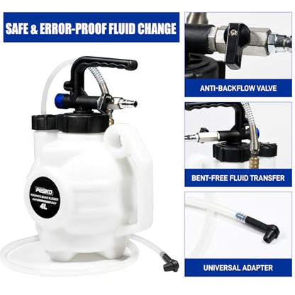 4L Vacuum Brake Bleeder Kit One Person, Brake Fluid Extractor Pump | Pneumatic Oil Changer Vacuum Fluid Extractor, Automotive Fluids Vacuum Evacuation - size: 4 L Pnuematic Brake Bleeder Kit