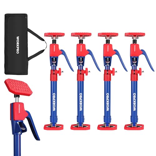 WORKPRO Cabinet Jack Support Pole, 18.5" to 29.5" Steel Telescopic Quick Support Rod Adjustable 3rd Hand Support System with 154 lbs Capacity for Cabinet Jack, Drywall Jack& Cargo Bars, 4-Pack - size: Short-18.5"-29.5" 4PC