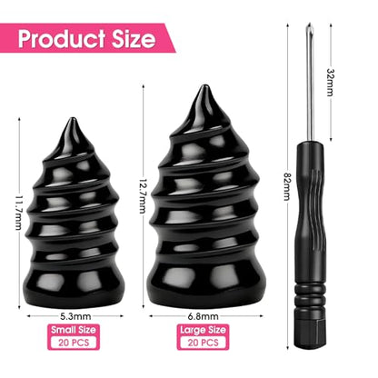 40 pcs Tire Plugs Kit, for Quick DIY Vacuum Tire Repair on Cars, Motorcycles, Trucks, and Bicycles (Black) | Quick Self Service Tire Repair Screw Kit
