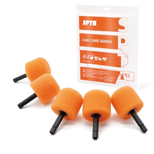SPTA Orange Heavy Cut Pad, 5Pcs Orange Cylinder Flexible Shaft Polishing Pad Set Perfectly Tailored for Small Area, polishing Door Handle recesses, Radiator grilles, Rims, and interiors -PT108-5 - color: 5Pcs Cylinder Orange Heavy Cut Pad, style: Cylinder