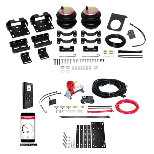 TrendsAuto Firestone Airide Ride-Rite Air Helper Springs Rear Kit & Heavy Compressor with Remote and Single Wireless App fits 2012-2026 Silverado Sierra C3500HD Cab-Chassis | TrendsAuto Decal - size: Single Path