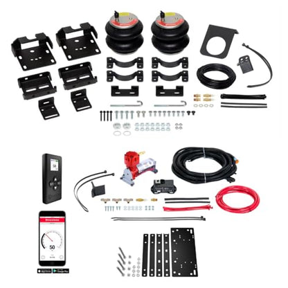 TrendsAuto Firestone Airide Ride-Rite Air Helper Springs Rear Kit & Heavy Compressor with Remote and Single Wireless App fits 2012-2026 Silverado Sierra C3500HD Cab-Chassis | TrendsAuto Decal - size: Single Path