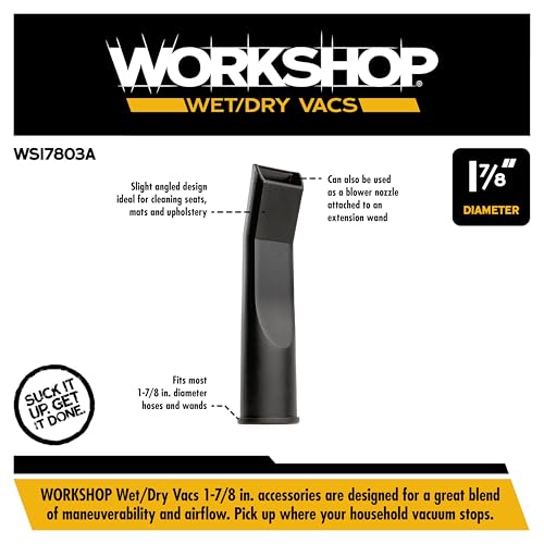 WORKSHOP Wet/Dry Vacs WS17803A 1-7/8-in. Car Nozzle Vacuum Attachment | Ideal for Deep Vehicle Cleaning, For WORKSHOP Shop Vacuum Cleaners, Fits 1-7/8-inch Extension Wands and Hoses - size: 1-7/8"
