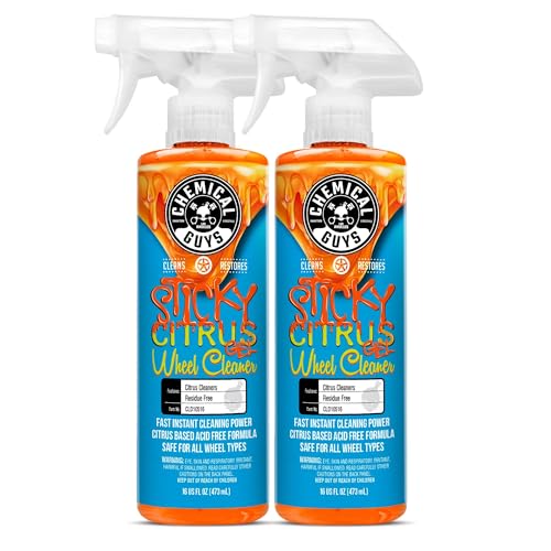 Chemical Guys CLD1051602 Sticky Gel Citrus Wheel Cleaner Gel, (Safe For All Wheel Types) Works on Cars, Trucks, SUVs, Motorcycles, RVs & More, 16 fl oz (2 Pack) | Clinging citrus gel lifts brake dust and grime from wheels and rims, safe on all wheel types