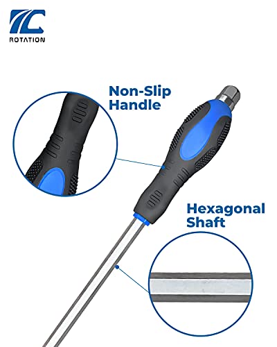 ROTATION Magnetic Screwdriver Set 12 PCS with Black tips, 6 Phillips and 6 Flat Head Screwdrivers, with Go-Thru Steel Blades, High Torque for Fastening and Loosening (Black Tip_Matt Blade) - style: Black Tip_Matt Blade