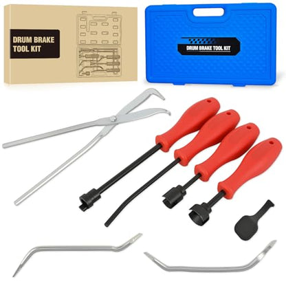 GOOACC 8PCS Drum Brake Tool Kit, Brake Tool Set with Drum Brake Spring Tool Installer, Remover, Compressor, Retainer, Pliers and Adjustment Spoons Set Brake Tools for Automotive Installer Remover Blue - color: 8pc Brake Tool Blue