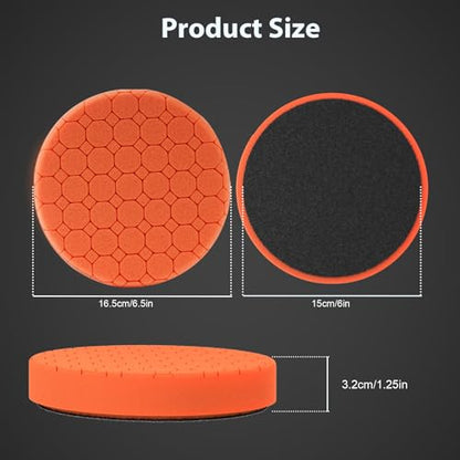 Buffing Polishing Pads, 5Pack 6.5 Inch Face for 6 Inch Backing Plate Compound Buffing Sponge Pads Cutting Polishing Pad Kit for Car Buffer Polisher, Polishing and Waxing - color: 5pcs-6Inch