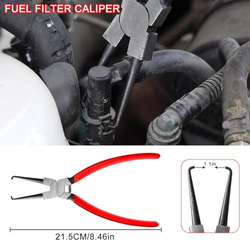 WISEUP 8-Piece Fuel Line Disconnect Tool Set – Fuel Line/Hose Clamp/Removal Pliers, Electrical Disconnect/Push Pin Tools, Relay Puller, Panel Clip Remover & Filter Caliper