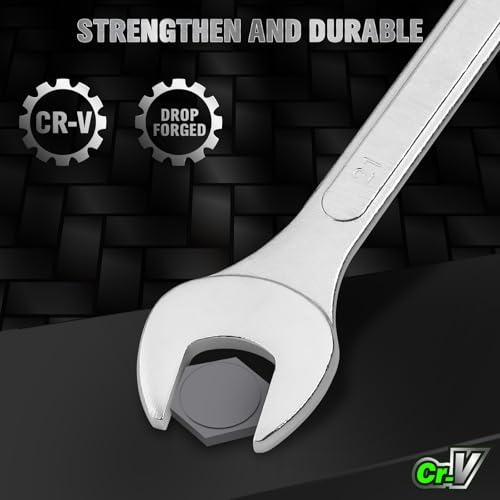 30-Piece Combination Wrench Set, Metric (6mm-24mm) & SAE (1''-1/4"), Standard Spanner Wrench Set, Mechanic Tool Sets with Rolling Pouch, Open End Wrenches for Household, Garage, Workshop, Auto Repairs - style: 30PCS Metric&SAE