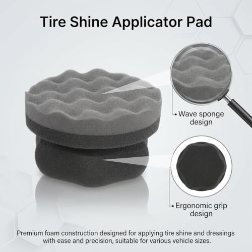2PCS Tire Dressing Applicator Pad Hex Grip Reusable Car & Truck Tire Shine Applicator No-Drip, Streak-Free Shinig Professional Car Detailing Foam Sponge Brush Tool Works for All Tires Shine & Gels