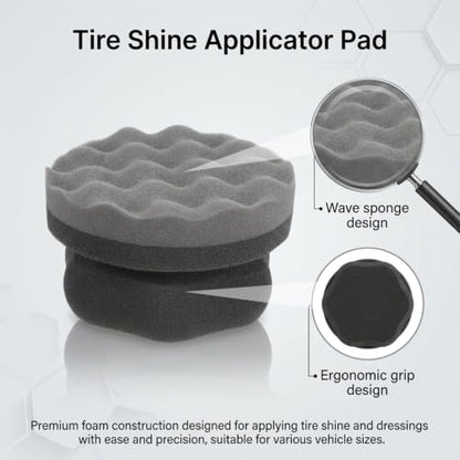 2PCS Tire Dressing Applicator Pad Hex Grip Reusable Car & Truck Tire Shine Applicator No-Drip, Streak-Free Shinig Professional Car Detailing Foam Sponge Brush Tool Works for All Tires Shine & Gels