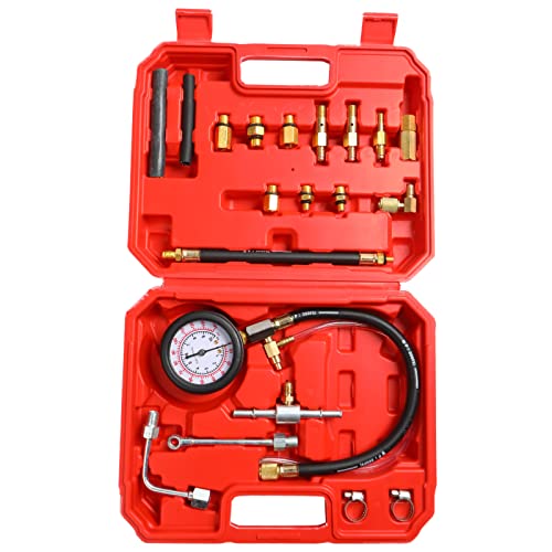 Yonligonju TU-114 Auto Fuel Pressure Gauge Tester Kit Gasoline Pressure MetersAutomobile Instrument Testing Tool (Red) - color: Red