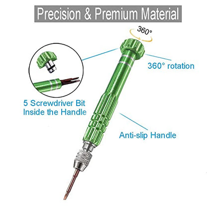 Esinam 8-in-1 Multifunctional Small Screwdriver for Eyeglass, Glasses Repair, Mini Screwdriver Kit for Cellphone, Eye Glasses, Electronics, Watch, Laptop and Jewelry (Green) - color: Green