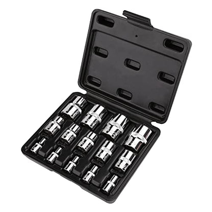 Amazon Basics 14-Piece External Torx Socket Set, E4-E24, 1/4", 3/8", 1/2" Drive, with Storage Case, for Auto Repair