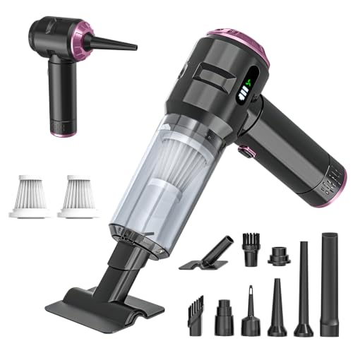 Handheld Vacuum Cleaner Cordless, 23000Pa Powerful Car Mini Vacuum Cleaner, Rechargeable Portable Lightweight dust Catcher for Home Car Carpet Stairs Pet Hair Deep Cleaning（Black-Purple） - color: Black-purple