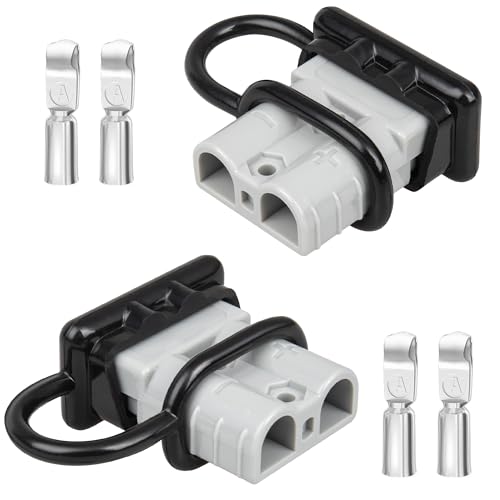 RED WOLF 50A Battery Quick Connector 6-12 AWG Jumper Cable Plug Flame-Retardant Anderson Type SB50 Plug Outdoor Power Quickly Connect/Disconnect Kit for Electrical System 12V-36V (2 PCs Grey, 50A) - size: 50A, style: 2 PCs Grey