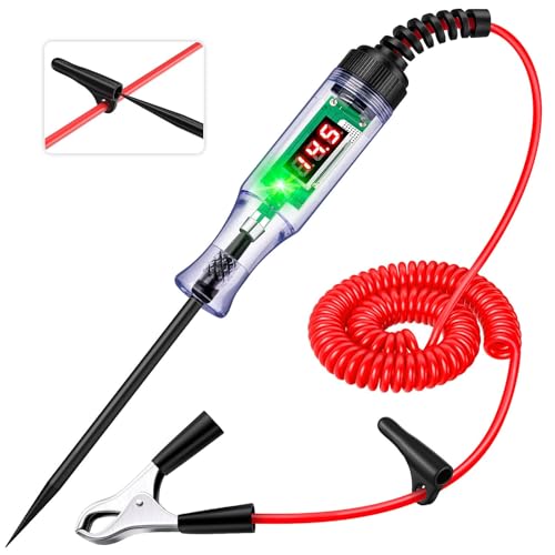 Heavy Duty Automotive Circuit Tester 5-90V Test Light, Digital LED Voltage Tester with Voltmeter, Dual Polarity Indicator & Stainless Probe for Car, Truck, RV, Boat Electrical Fuse Testing - size: 5-90V