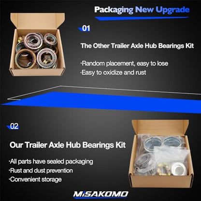 Trailer Axle Bearings L68149 Kit for 3500lb 1-1/16''*1-3/8''Axle-4 Sets | Trailer Axle Wheel Bearings L68149/ L44649 Kit Fit for Spindle #84, 3500lbs 1-1/16''*1-3/8''Axle, with 171255TB Grease Seals - size: 4 sets