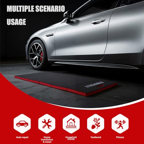 Foldable Mechanic Mat, 46.46''x19.29'' Extra Large Heavy Duty Cushion Pad, Waterproof Mechanics Pad for Ground, Garage, Gardening, Knees Protection, EVA Mechanic Mat for Working Under Car