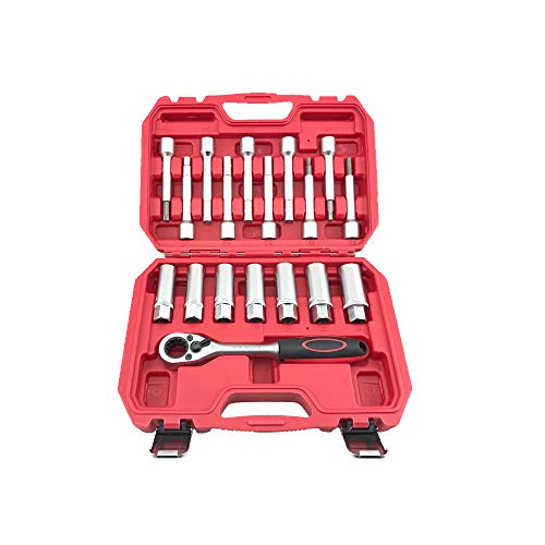 TECHTONGDA 18pcs Steering Hub Suspension Shock Absorber Strut Nut Removal Tool Socket Kit Ratchet Set