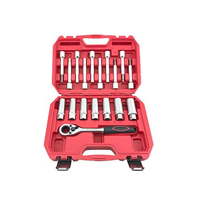 TECHTONGDA 18pcs Steering Hub Suspension Shock Absorber Strut Nut Removal Tool Socket Kit Ratchet Set